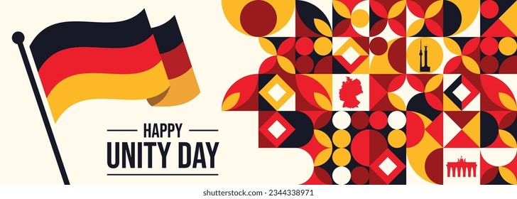 Germany unity day banner with flag