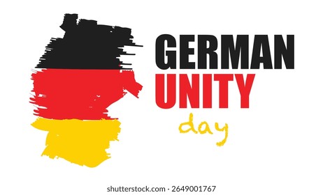 Germany Unity Day greeting with abstract brush stroke map of Germany in national flag colors. Vector illustration 