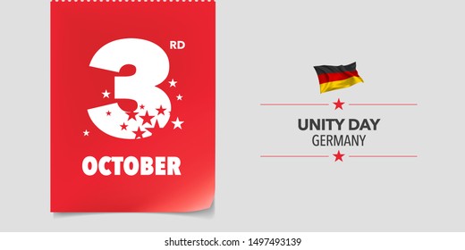 Germany unity day greeting card, banner, vector illustration. German national day 3rd of October background with elements of flag in a creative horizontal design 