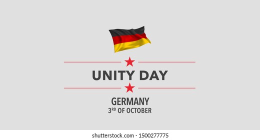 Germany unity day greeting card, banner, vector illustration. German holiday 1st of October design element with waving flag as a symbol of independence 