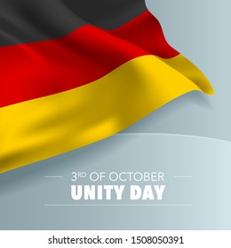 Germany unity day greeting card, banner, vector illustration. German national day 3rd of October background with elements of flag, square format 