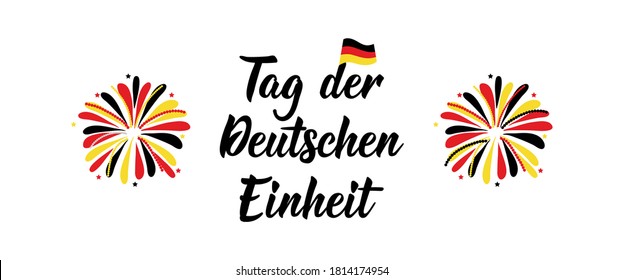 Germany Unity Day greeting card. Text in German: Day of German unity. Lettering. Vector illustration. Design concept independence day celebration, card, banner