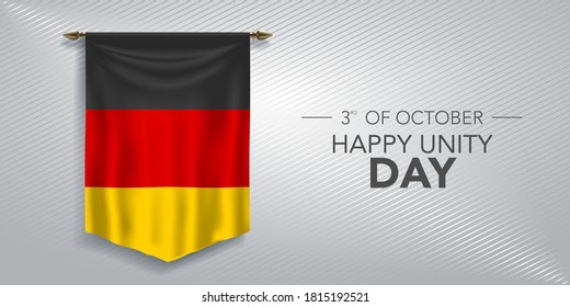 Tarjeta de saludo del Día de la Unidad de Alemania, banner, ilustración vectorial. Día nacional alemán 3 de octubre antecedentes con penitente