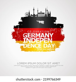 Germany unity day greeting card, with grunge and splash effect on flag as a symbol of independence. vector illustration svg