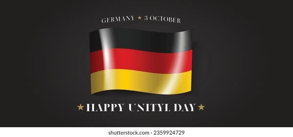 Germany unity day greeting card, banner with template text vector illustration. German memorial holiday 3rd of October design element with flag with stripes