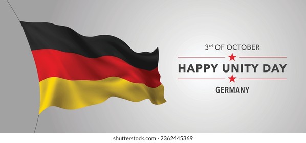 Germany unity day greeting card, banner with template text vector illustration. German memorial holiday 3rd of October design element with 3D flag with stripes