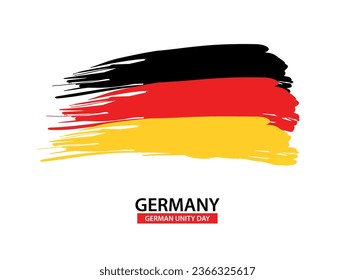 Deutschland Unity Day Grußkarte , farbige Flagge einzeln auf Weiß   , fröhlicher deutscher Nationalfeiertag am 3. Oktober.