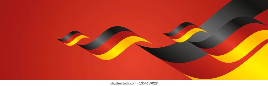 Germany Unity Day waving flags two fold red landscape background