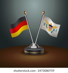 Germany and Us Virgin Islands table flags relation with gradient backgrund. Vector Illustration