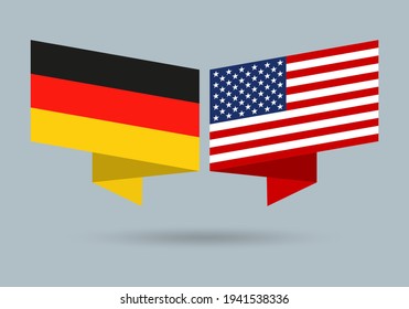 Banderas de Alemania y Estados Unidos. Símbolos americanos y alemanes. Ilustración vectorial.