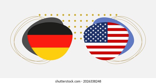 Germany and USA flags. American and German national symbols with abstract background and geometric shapes. Vector illustration.