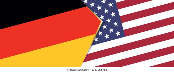 Deutschland und die USA Flaggen, zwei Vektorflaggen Symbol für Beziehung oder Konfrontation.