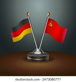 Germany and  USSR table flags relation with gradient backgrund. Vector Illustration