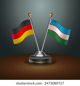 Germany and Uzbekistan table flags relation with gradient backgrund. Vector Illustration