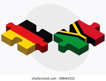 Germany and Vanuatu Flags in puzzle isolated on white background