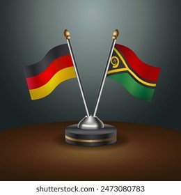 Germany and Vanuatu table flags relation with gradient backgrund. Vector Illustration