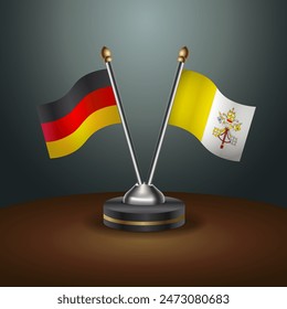 Germany and Vatican City table flags relation with gradient backgrund. Vector Illustration