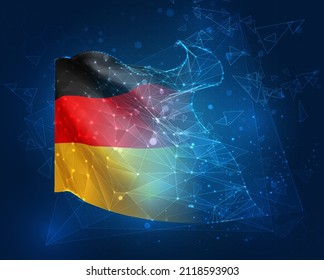 Germany, vector 3d flag on blue background with hud interfaces