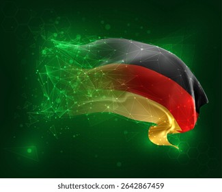 Germany, vector 3d flag on green background and numbers