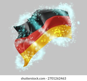 Germany, vector 3d flag in whirlwind of magical radiance