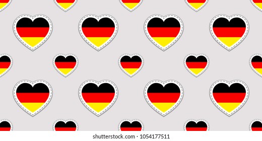 Germany vector background. German flag seamless pattern. Vector stickers. Love hearts symbols. Good choice for language course, sports pages, travel, geographic, elements. Germanic patriotic design