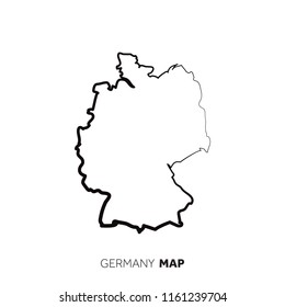 Germany vector country map outline. Black line on white background