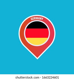 Germany vector flag map location pin. European football 2020 tournament final stage. Official championship colors and style.