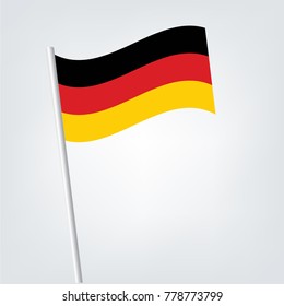 Germany vector flag template. Waving Deutschland flag on a metallic pole, isolated on a white background.