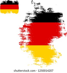 Germany vector grunge brush stroke with  national flag and contour map. 