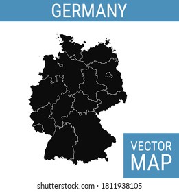 Germany vector map with country name, black on white background.