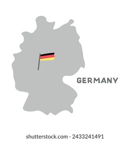 Germany vector map with the flag inside. Map of the Germany with the national flag isolated on white background. Vector illustration.