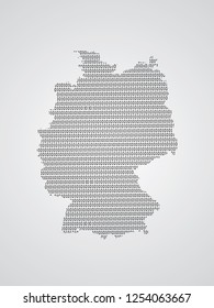 Germany vector map illustration using binary codes on white background to mean advancement of digital and technology