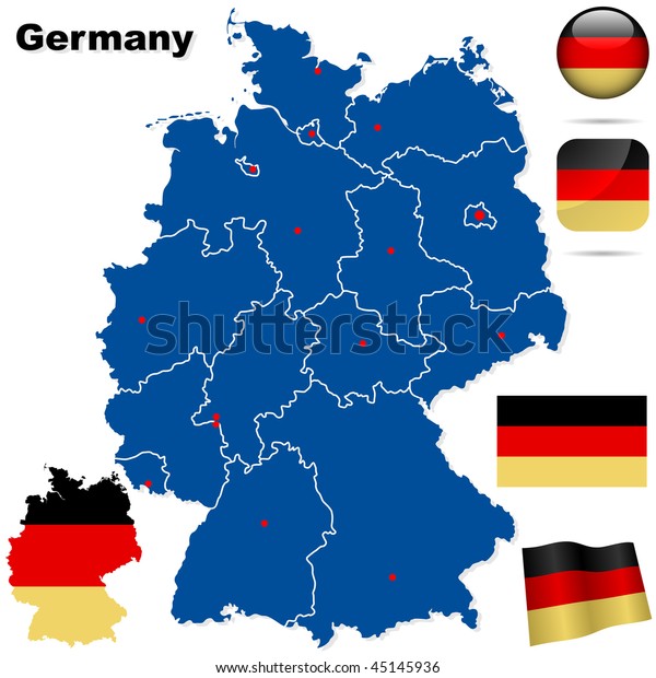 Deutschland Vektor Set Detaillierte Landesform Mit Stock Vektorgrafik Lizenzfrei