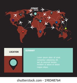 GERMANY vector world travel map with airplanes