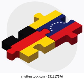 Germany and Venezuela Flags in puzzle isolated on white background