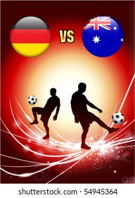 Germany versus Australia on Abstract Red Light Background Original Illustration