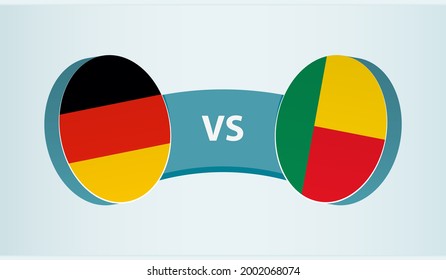 Germany versus Benin, team sports competition concept. Round flag of countries.