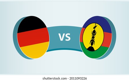 Germany versus New Caledonia, team sports competition concept. Round flag of countries.