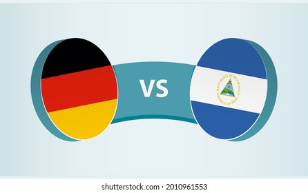 Germany versus Nicaragua, team sports competition concept. Round flag of countries.