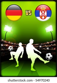 Germany versus Serbia on Stadium Event Background Original Illustration