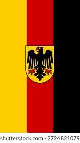 Bandera de Vertical de Alemania en versión no oficial con escudo de armas. Bandera de Vector que simboliza el orgullo nacional, la identidad, el patrimonio, el patriotismo y la autoridad