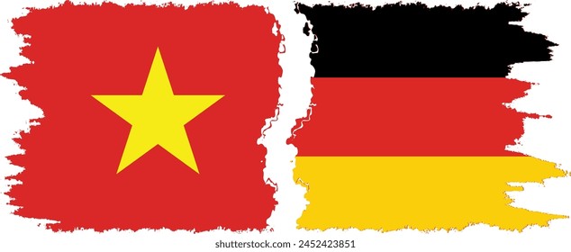 Germany and Vietnam grunge flags connection, vector