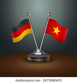 Germany and Vietnam table flags relation with gradient backgrund. Vector Illustration