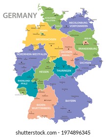 Germany vintage map. High detailed vector map with pastel colors, cities and geographical borders