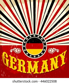 Germany vintage old poster with German flag colors - vector design, holiday decoration