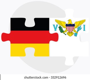 Germany and Virgin Islands (U.S.) Flags in puzzle isolated on white background