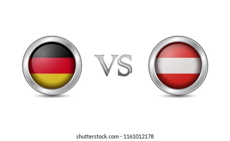 Germany vs austria flag concept in metal circle badges for international championship football competition 