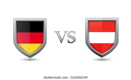 Germany vs austria flag shield badges for international championship football competition