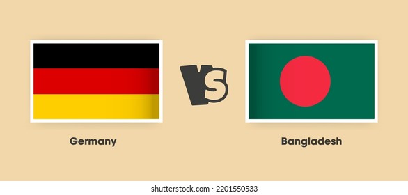 Germany vs Bangladesh flags placed side by side. Creative stylish national flags of Germany vs Bangladesh with background