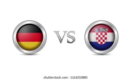 Germany vs croatia flag concept in metal circle badges for international championship football competition 